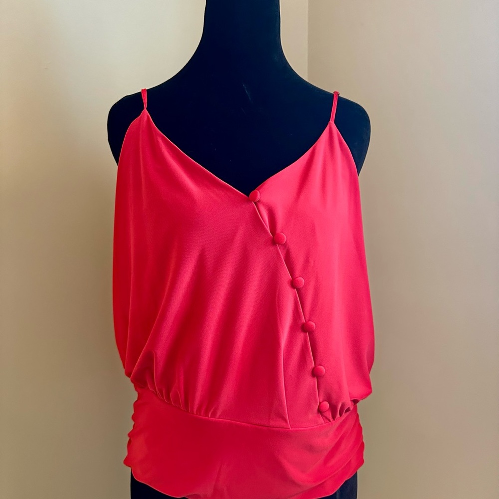 White House Black Market Vibrant Red Buttoned Camisole